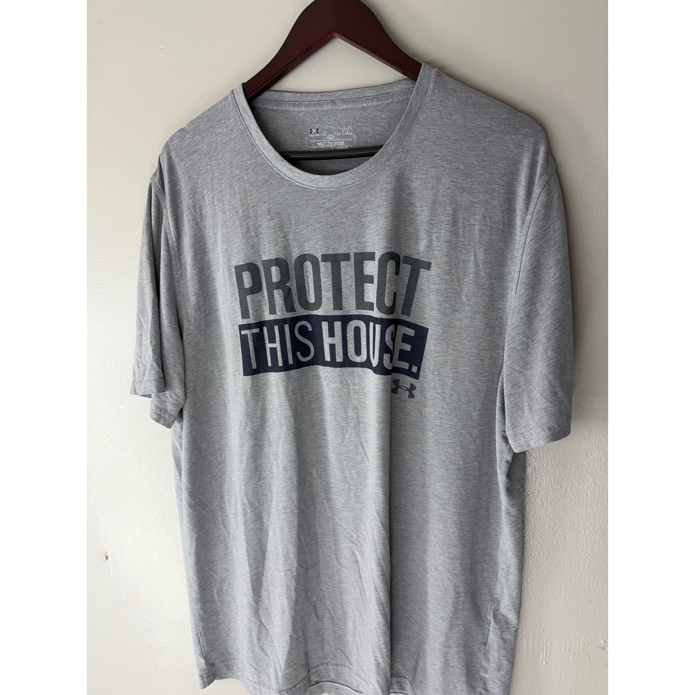 Under Armour HeatGear Protect This House Graphic Tee Mens Large Gray Shirt
